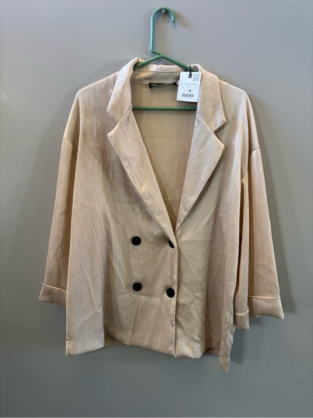 Zara Light Beige Double-Breasted Womens Blazer
